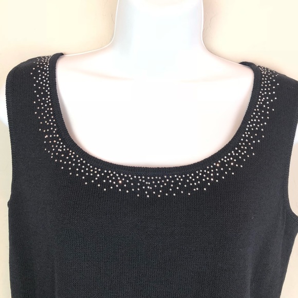 St. John S Top Black Santana Knit Crystals A - Picture 3 of 8